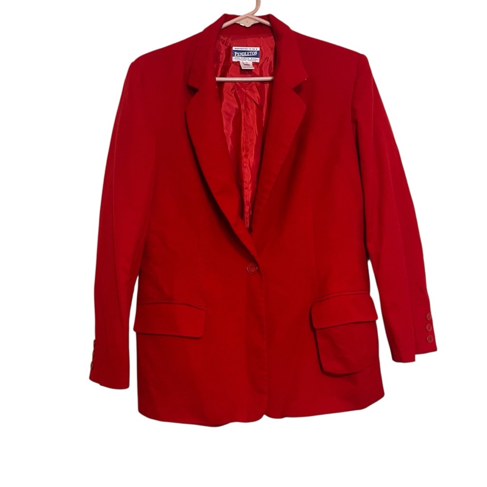 Pendleton Women's Vintage 100% wool Vibrant Red Blazer 10